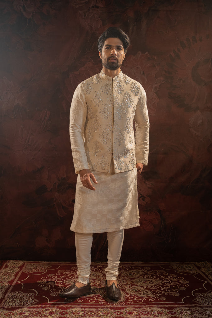 OFFWHITE ZARDOSI JACKET WITH KURTA SET