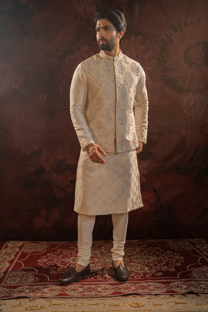 OFFWHITE ZARDOSI JACKET WITH KURTA SET