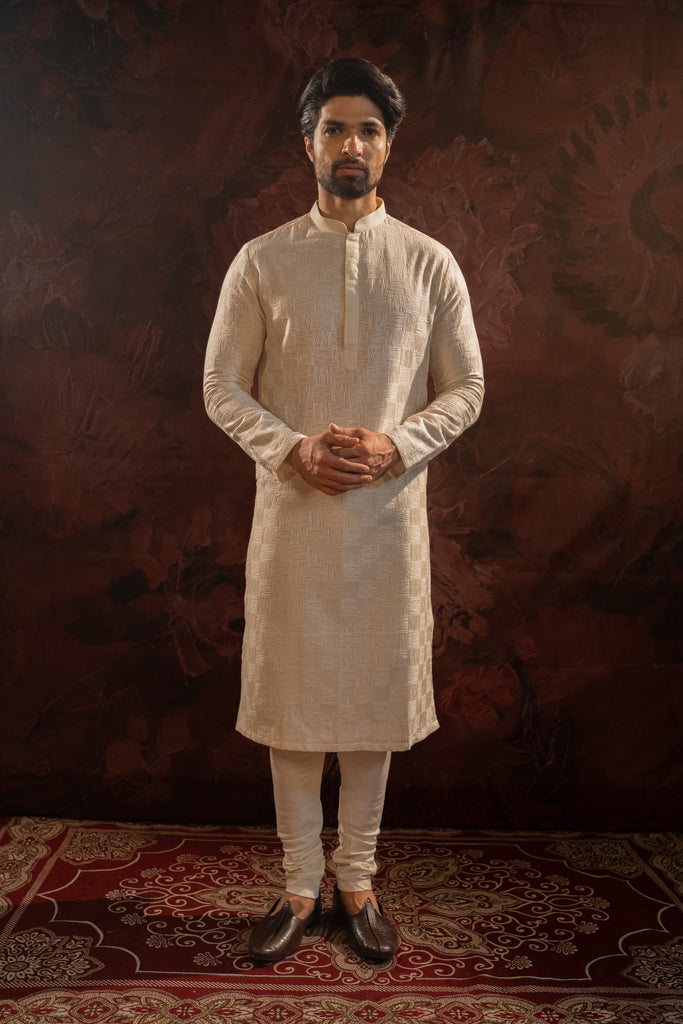 OFFWHITE ZARDOSI JACKET WITH KURTA SET