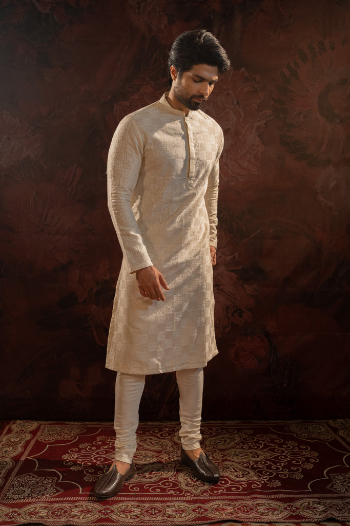 OFFWHITE ZARDOSI JACKET WITH KURTA SET