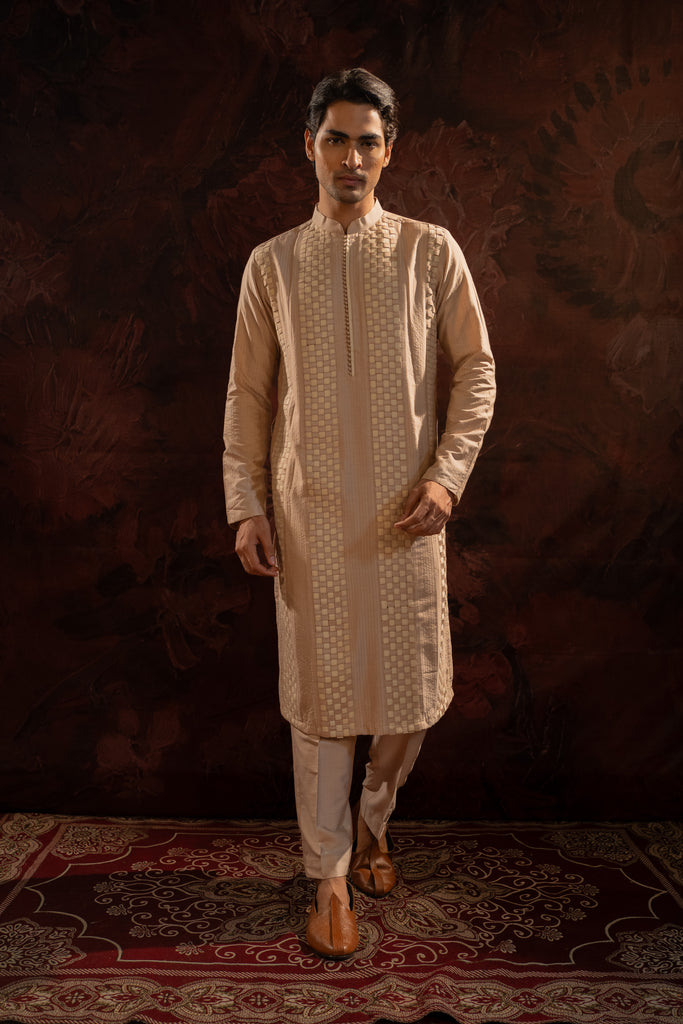 PEARL MESH PINTUCK KURTA SET
