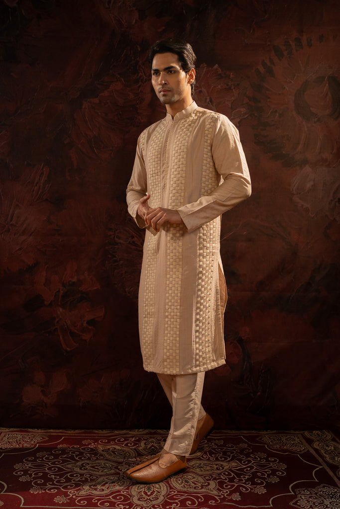 PEARL MESH PINTUCK KURTA SET