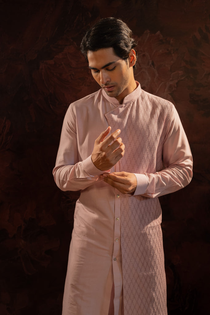 LAVENDER ASYMMETRIC PINTUCK KURTA SET