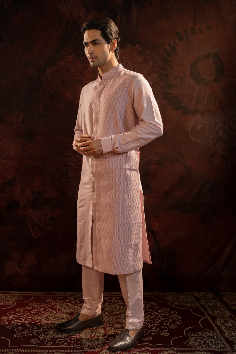 LAVENDER ASYMMETRIC PINTUCK KURTA SET