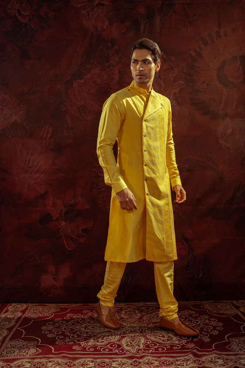 YELLOW PANELLED KURTA SET