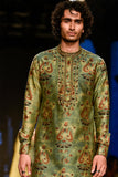 DRY HEENA GREEN PRINTED KURTA WITH CHURIDAR
