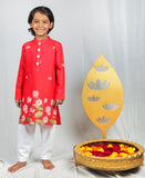 RED PICHWAI KURTA SET