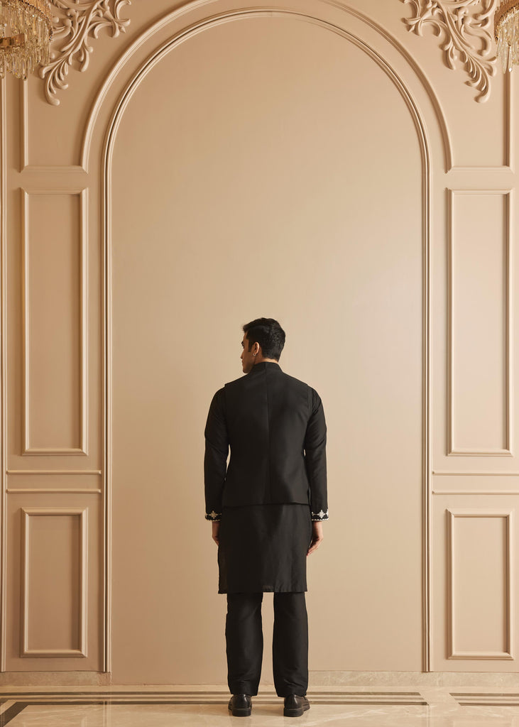 Black embroidered kurta pant set  1