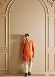 Orange embroidered kurta pant set
