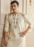 Off white embroidered kurta pant set