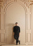 Black embroidered kurta pant set