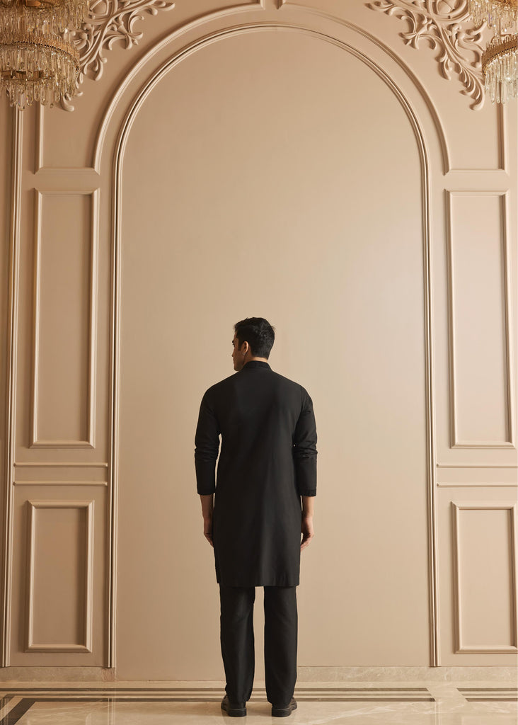 Black embroidered kurta pant set