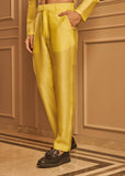Pastel yellow bundi kurta pant set