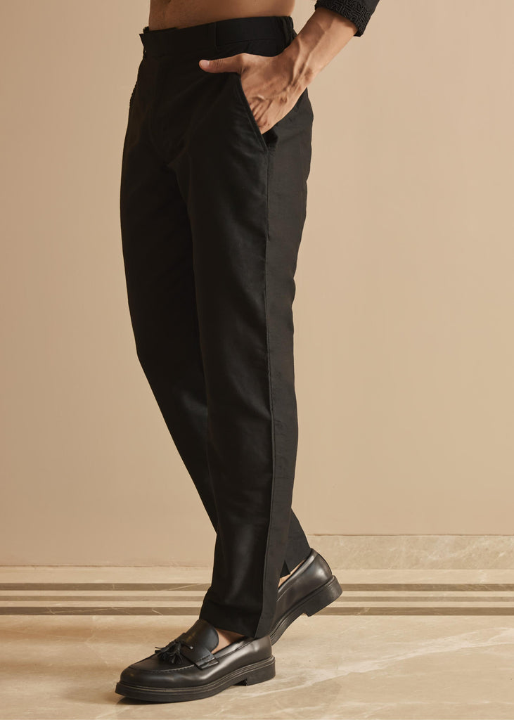 Black embroidered kurta pant set