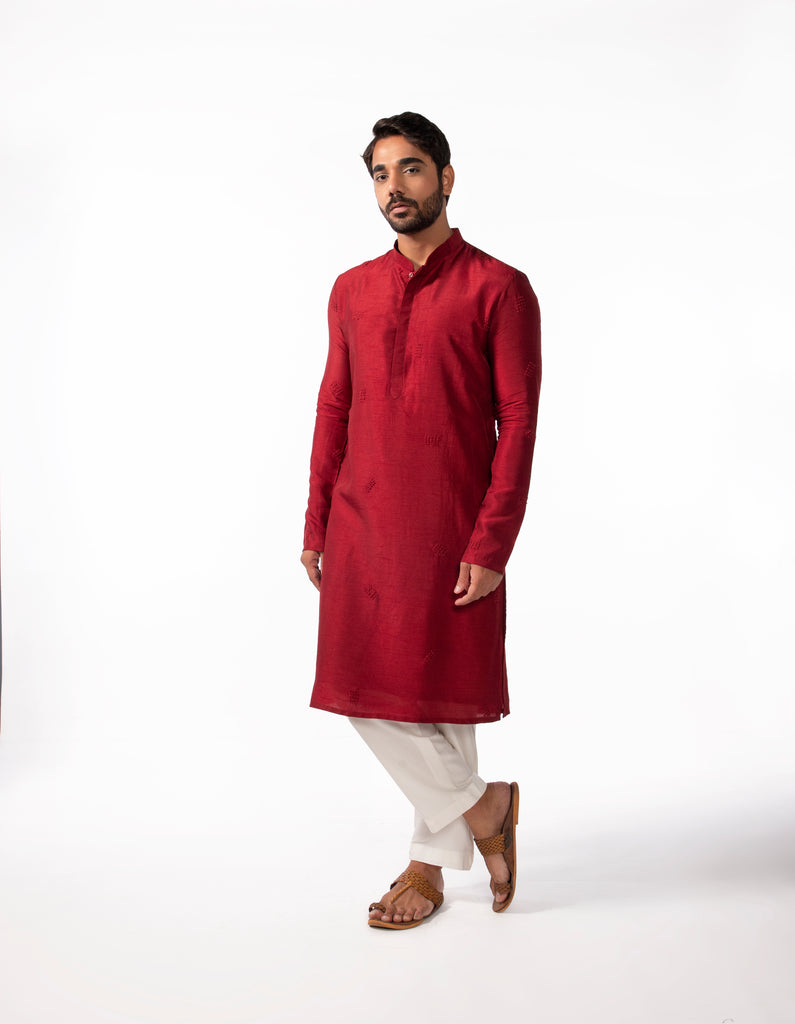 RED KNOTS KURTA SET