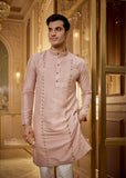 Beige embroidered kurta pant set