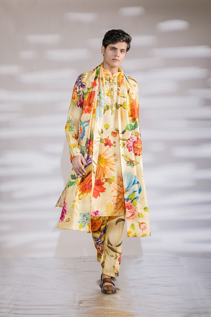 SHAFAQAT PRINTED KURTA AND STOLE SET