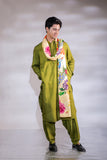 SHAFAQAT GREEN KURTA PAJAMA WITH PRINTED STOLE SET