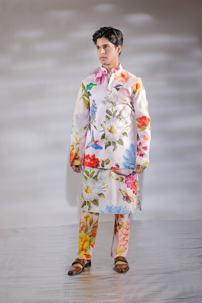 ILTAZAH NEHRU AND PRINTED KURTA PAJAMA SET