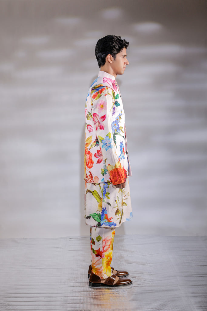 ILTAZAH NEHRU AND PRINTED KURTA PAJAMA SET