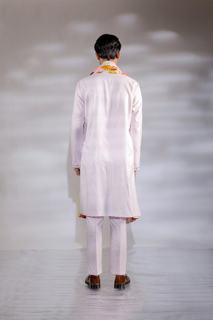 ILTAZAH EMBROIDERED KURTA PAJAMA AND PRINTED STOLE SET