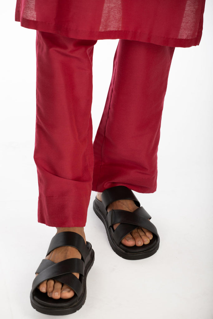 BURGUNDY EMBROIDERED KURTA SET
