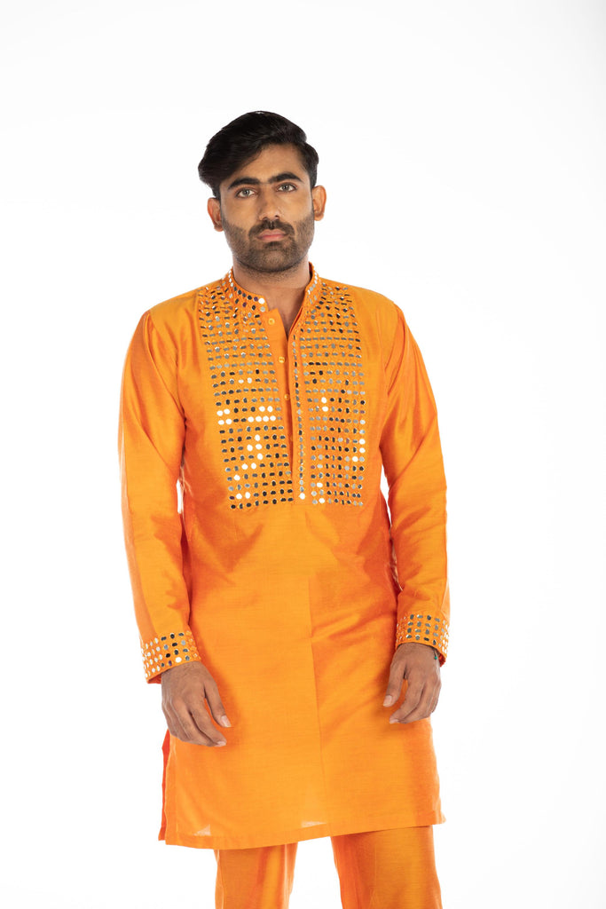 ORANGE EMBROIDERED KURTA SET
