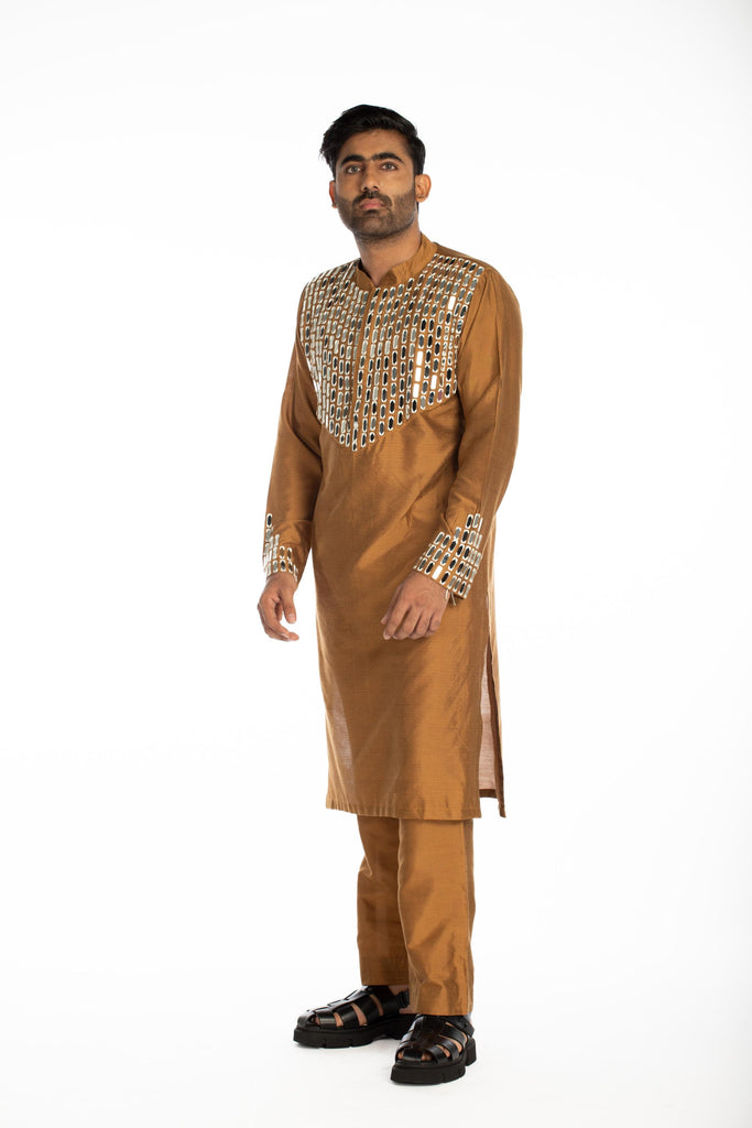 BROWN EMBROIDRED KURTA SET