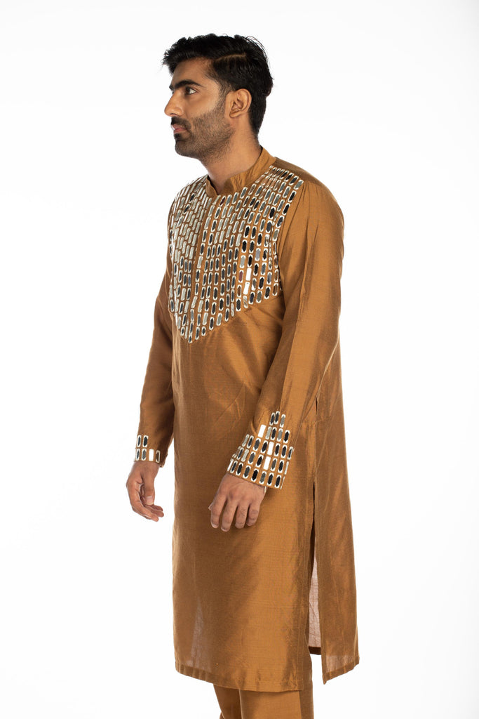 BROWN EMBROIDRED KURTA SET