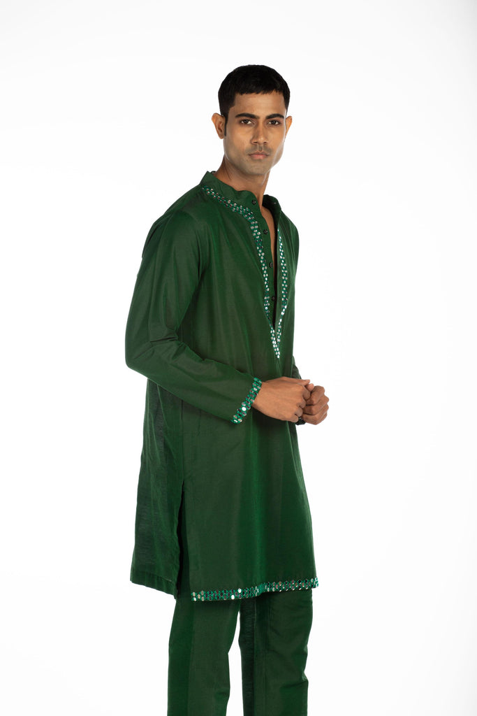 GREEN EMBROIDERED KURTA SET