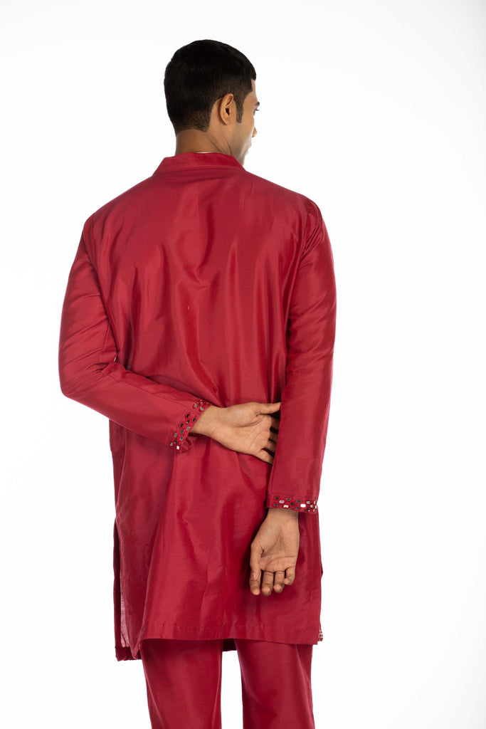 MAROON EMBROIDERED KURTA SET