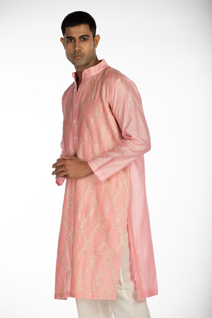 BLUSH PINK EMBROIDERED KURTA SET