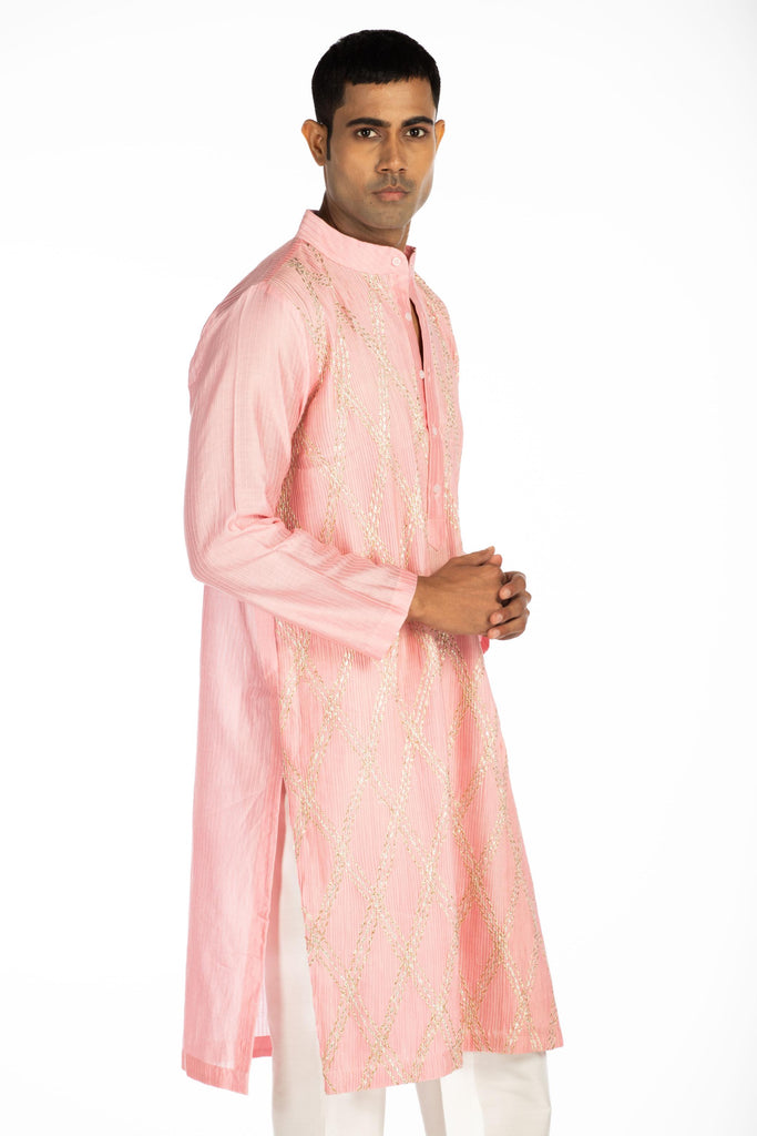 BLUSH PINK EMBROIDERED KURTA SET