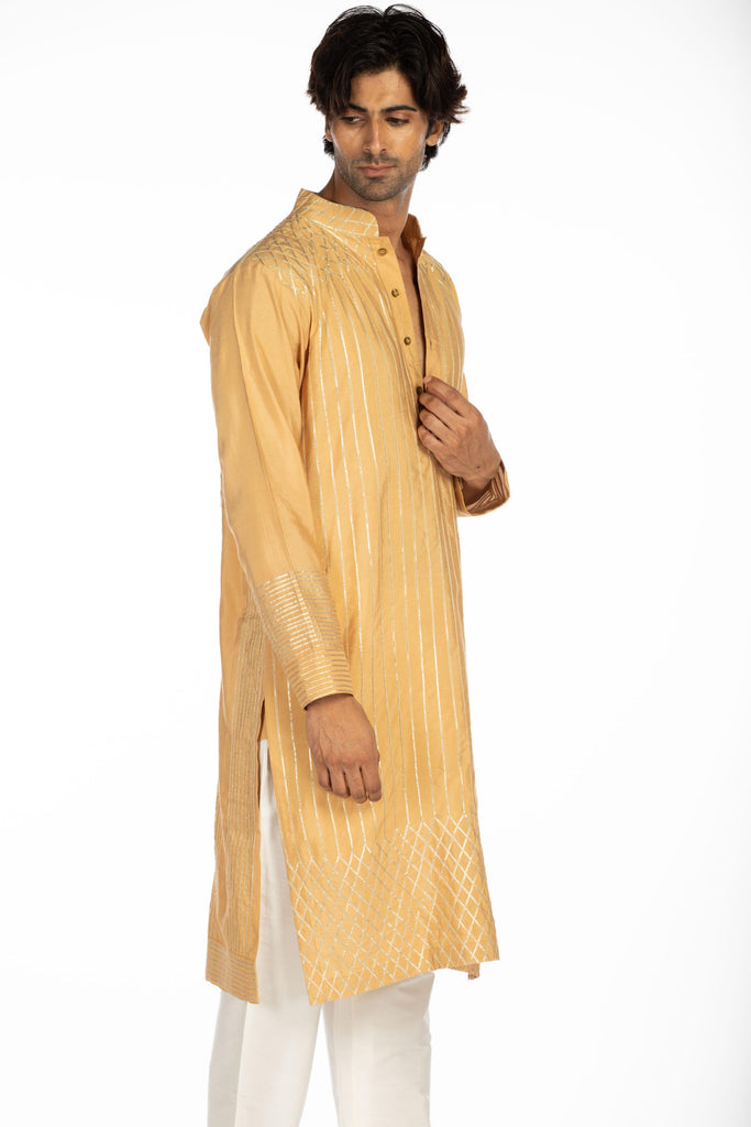 BEIGE EMBROIDERED KURTA SET