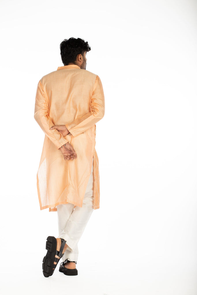 PEACH EMBROIDERED KURTA SET