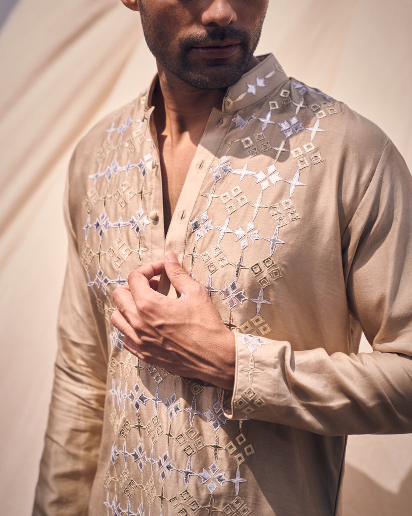 LEATHER PANEL KURTA SET