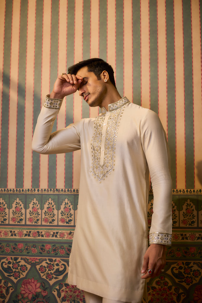 Ivory embroidered kurta pant set
