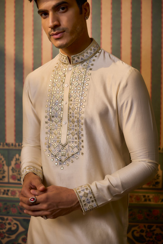Ivory embroidered kurta pant set