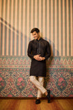 Black embroidered kurta pant set 2
