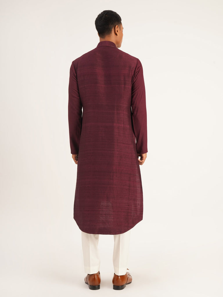 DIAGONAL EMBROIDERED HYBRID KURTA SET