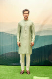 TEA GREEN KURTA SET WITH PIN TUCKS