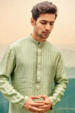 TEA GREEN KURTA SET WITH PIN TUCKS