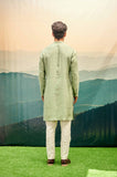 TEA GREEN KURTA SET WITH PIN TUCKS