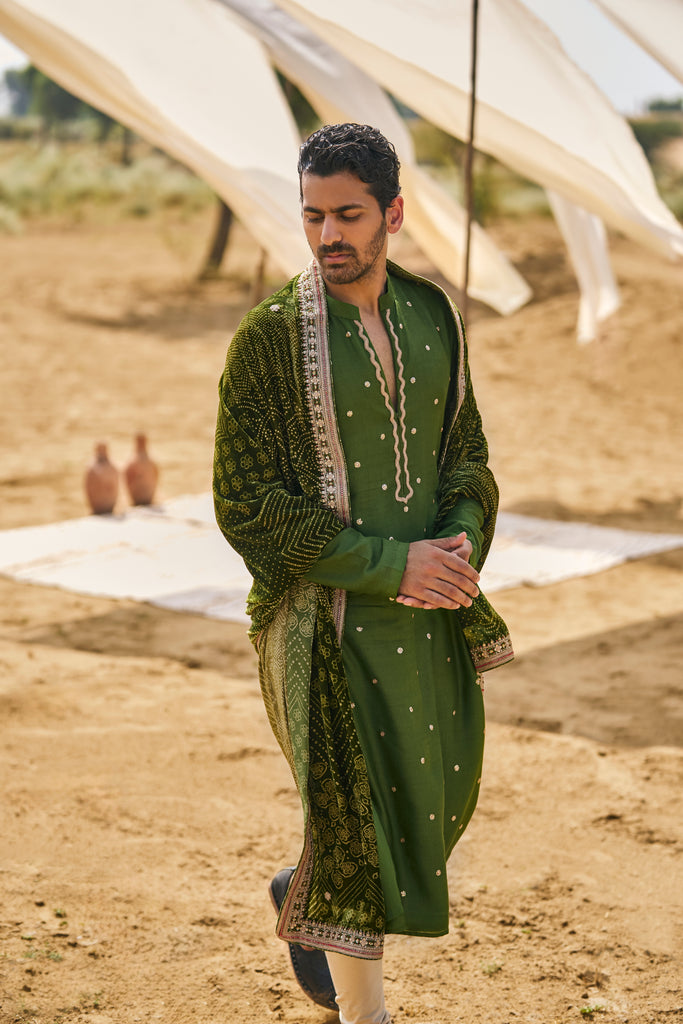 KACHA AAM KURTA PAIRED WITH DUSHALA & CHURIDAR