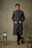 BLACK EMBROIDERD SHERWANI WITH PANT AND DUPATTA