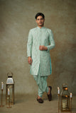 MINT EMBROIDERD SHERWANI WITH PANT