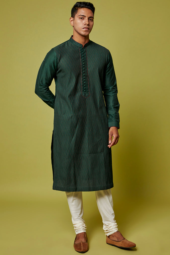 BOTTLE GREEN KURTA