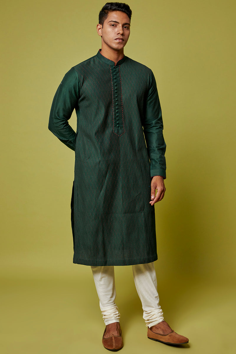 BOTTLE GREEN KURTA
