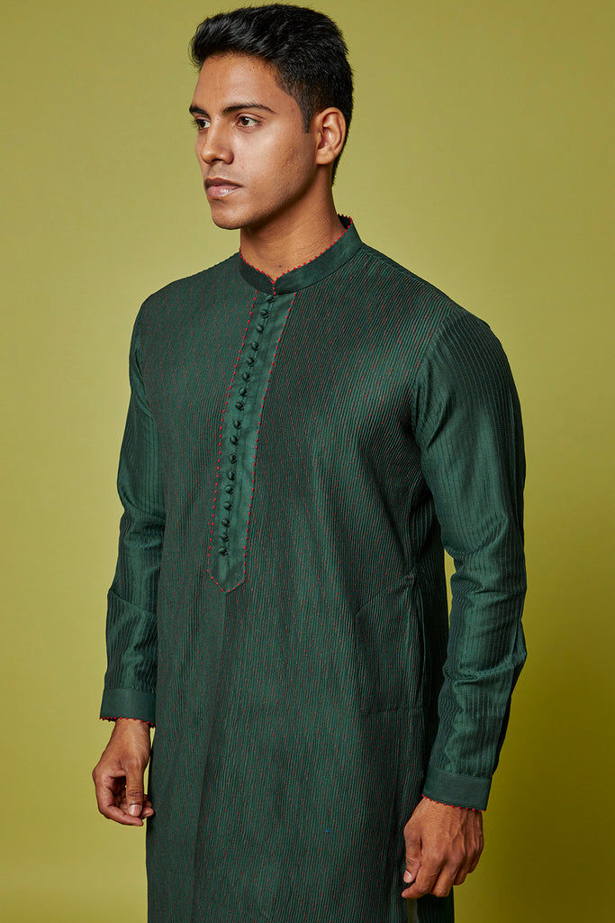 BOTTLE GREEN KURTA