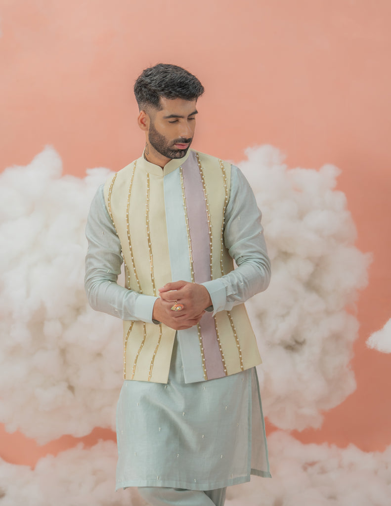 Cutpipe color block  Patch Bundi-Nehru Jacket only